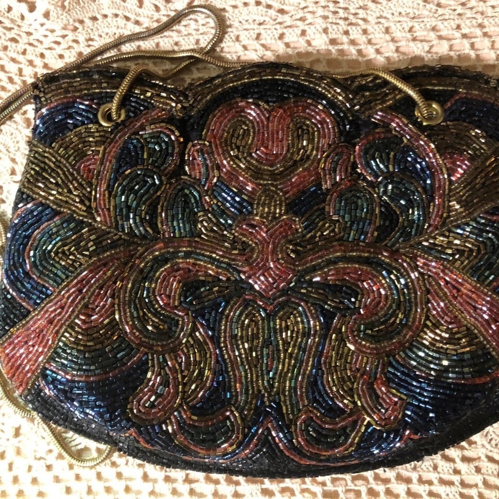 Antique/Vtg Beaded Design Evening Purse